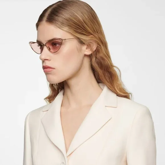 Dior MISSDIOR B1U B0N0 BRAND NEW Sunglasses Gold Pink Unisex Metal Cat Eye - Picture 7 of 14